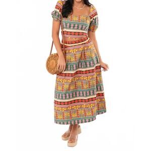 NEW VERY MODA truly tropical puff sleeve crop top in multi color